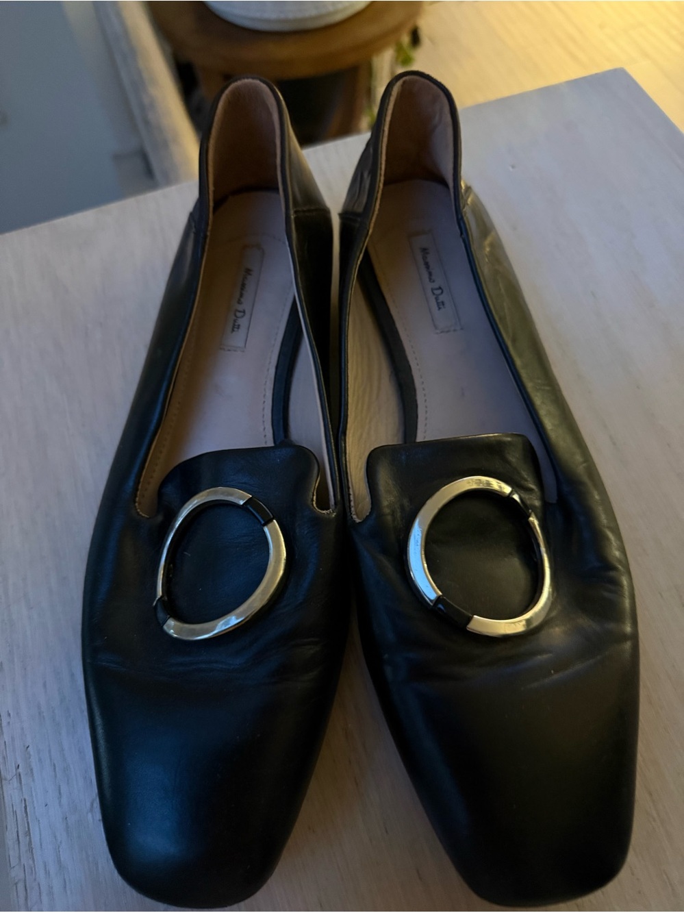 Massimo Dutti leather buckled ballet flats 10.5/41